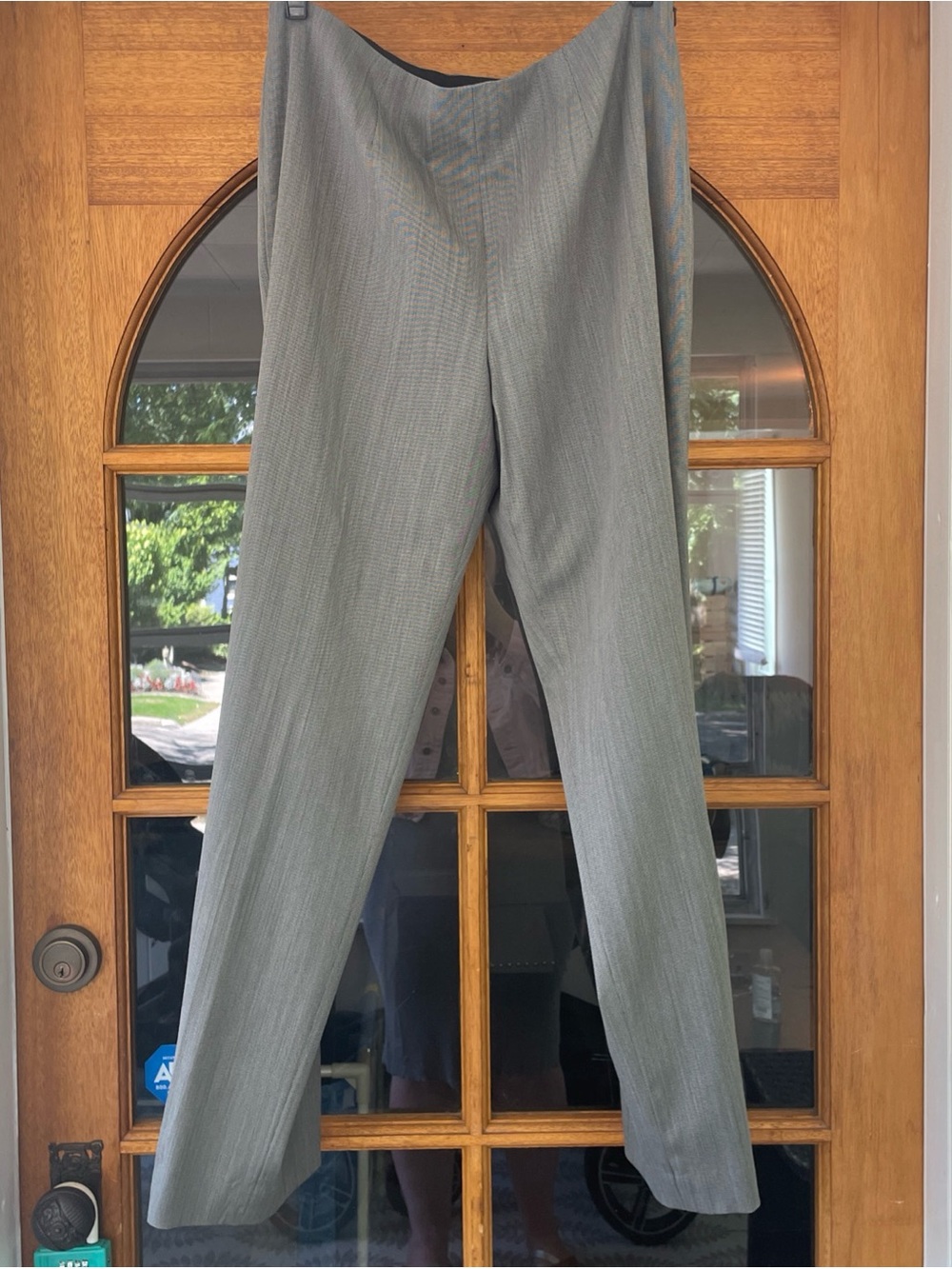 Worth New York Grey Black Flat Front Trousers Size Wool Blend Size 16